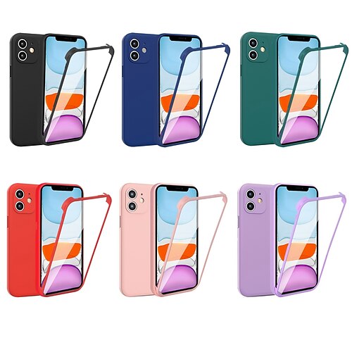 

Phone Case For Apple Full Body Case iPhone 13 Pro Max 12 11 SE 2022 X XR XS Max 8 7 Shockproof Dustproof Anti-Scratch Solid Colored PET TPU