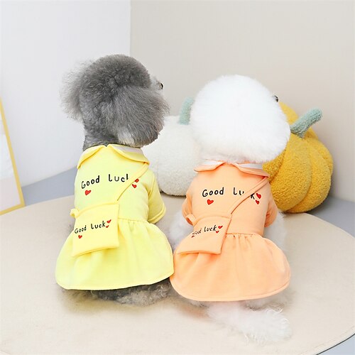 

Dog Cat Dress Heart Quotes & Sayings Adorable Sweet Dailywear Casual / Daily Dog Clothes Puppy Clothes Dog Outfits Soft Orange Yellow Costume for Girl and Boy Dog Polyester Cotton S M L XL XXL