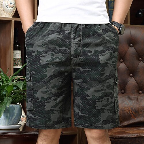 

Men's Stylish Casual / Sporty Cargo Shorts Drawstring Pocket Elastic Waist Calf-Length Pants Sports Outdoor Daily Micro-elastic Graphic Camouflage Comfort Breathable Mid Waist ArmyGreen Black Light