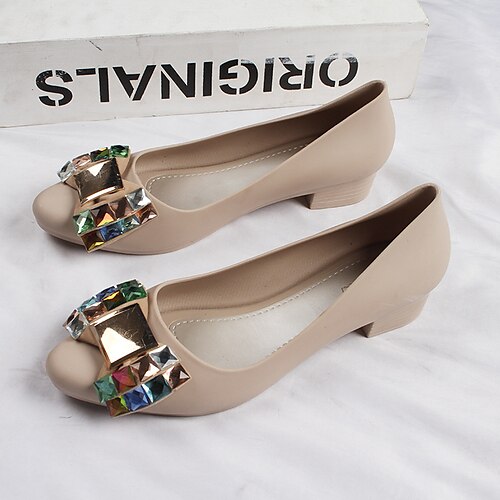 

Women's Flats Formal Shoes Rhinestone Flat Heel Round Toe Open Toe Elegant Casual Daily PVC Loafer Spring Summer Almond Green Black