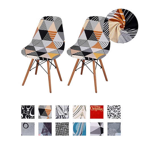 

2 Pcs Geometric Printed Shell Chair Cover Mid Century Modern Style for Kitchen Dining Room Chair Slipcovers Dining Chair Cover Parson Chair Slipcover Stretch Chair Covers for Dining Room