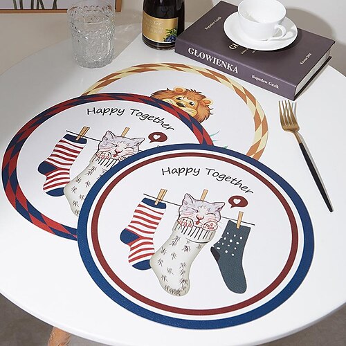 

Placemats Placemat Table Mats Coasters for Drinks Cork Base Marble Surface Cups Place Mats for Home Decor