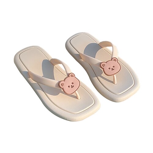 

Women's Slippers Flip-Flops Flat Sandals Flat Heel Round Toe Open Toe Elegant Casual Daily PVC Loafer Spring Summer Anime Almond Black Brown