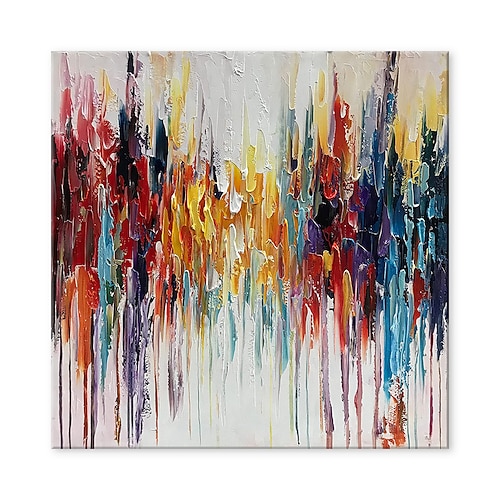 

Oil Painting Hand Painted Square Abstract Modern Rolled Canvas (No Frame)