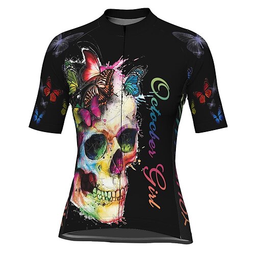 

21Grams Women's Short Sleeve Cycling Jersey Skull Bike Top Mountain Bike MTB Road Bike Cycling Black Spandex Polyester Breathable Quick Dry Moisture Wicking Sports Clothing Apparel / Athleisure