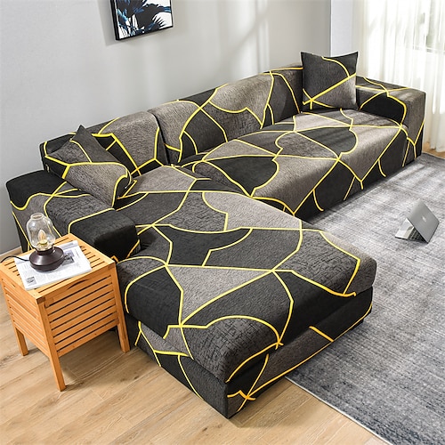 

Stretch Sofa Cover Slipcover with Seat Cover Elastic Sectional Couch Armchair Loveseat 4 Or 3 Seater L Shape Soft Durable Washable