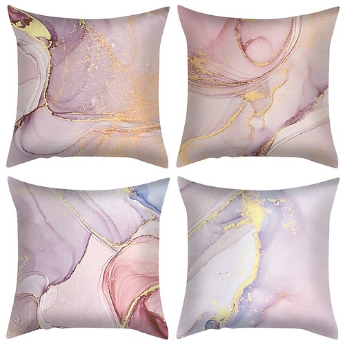 

Abstract Double Side Cushion Cover 4PC Soft Decorative Square Throw Pillow Cover Cushion Case Pillowcase for Bedroom Livingroom Superior Quality Machine Washable Indoor Cushion for Sofa Couch Bed Chair