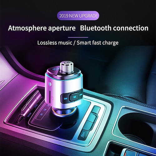

BC42 Car Bluetooth 5.0 FM Transmitter Handsfree MP3 Player Quick Charge QC 3.0 USB Fast Car Charger with 7-Color LED Backlights