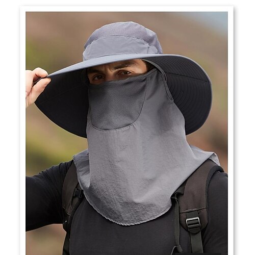

Men's Women's Sun Hat Fishing Hat Hiking Hat Boonie hat Wide Brim with Face Cover Neck Flap Summer Outdoor UV Sun Protection Sunscreen UV Protection Breathable Hat Blue Purple Pink for Fishing