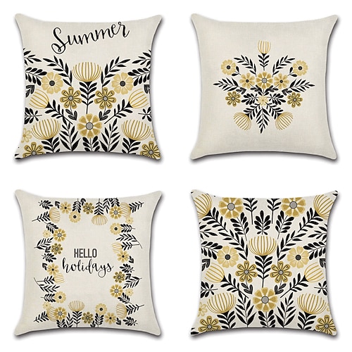 

Summer Double Side Cushion Cover 4PCS Soft Decorative Square Throw Pillow Cover Cushion Case Pillowcase for Sofa Bedroom Superior Quality Machine Washable