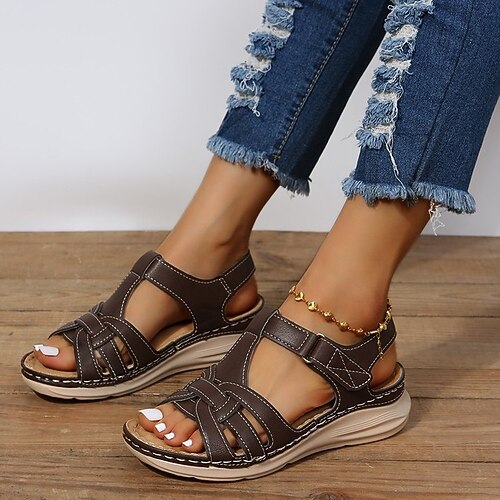 

Women's Sandals Plus Size Flat Heel Round Toe Minimalism Daily Work Walking Shoes Synthetics Loafer Spring Summer Solid Colored Black Brown
