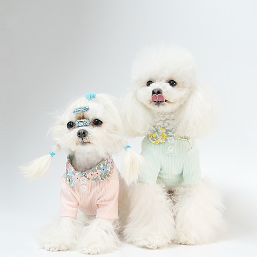

Dog Cat Shirt / T-Shirt Flower / Floral Fashion Cute Sports Casual / Daily Dog Clothes Puppy Clothes Dog Outfits Soft Green Blue Pink Costume for Girl and Boy Dog Polyester S M L XL 2XL