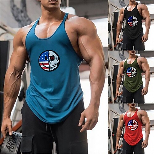 

Men's Tank Top Vest Graphic Prints National Flag Crew Neck Blue Red Gray Black Hot Stamping Plus Size Outdoor Daily Sleeveless Print Clothing Apparel Fashion Designer Classic Hawaiian / Summer
