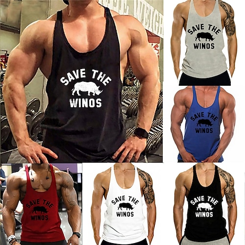

Men's Tank Top Vest Hot Stamping Graphic Prints Letter Plus Size Crew Neck Daily Sports Print Sleeveless Tops Fashion Classic Designer Hawaiian Wine Blue White
