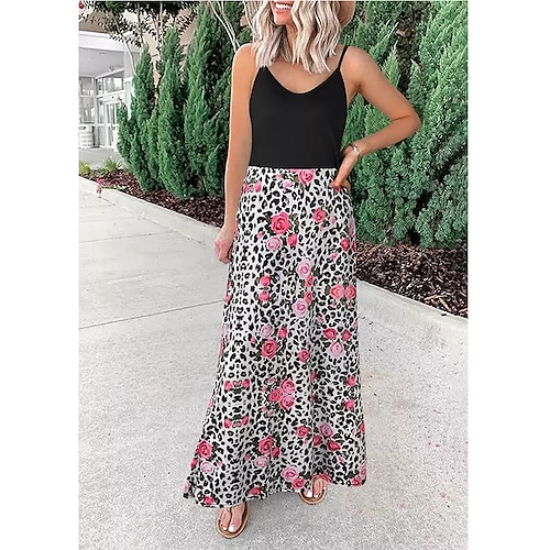 

Women's Fashion Boho Skirts Holiday Casual / Daily Floral / Botanical Print Red S M L