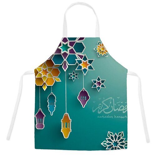 

Muslim Cooking Apron for Men Women Dinning Working Kitchen Aprons Ramadan Eid Mubarak Gift Unisex BBQ Cooking Drawing Crafting Aprons for Chef