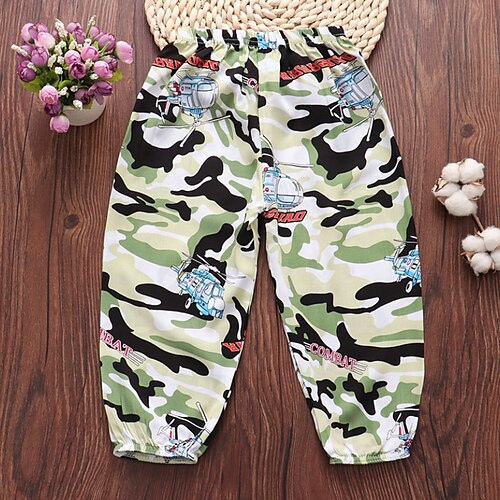 

Kids Boys Pants Letter Active Casual 3-10 Years Fall Green