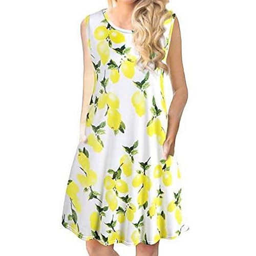 

Women's A Line Dress Short Mini Dress Green Blue Black Pink Yellow Sleeveless Floral Print Tie Dye Pocket Print Spring Summer Crew Neck Casual 2022 S M L XL XXL 3XL
