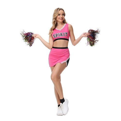 

Women's Cosplay Dancing Cheerleader Costume Sporty Modern Style Colorful Polyester Light Blue Purple Pink Top Skirt