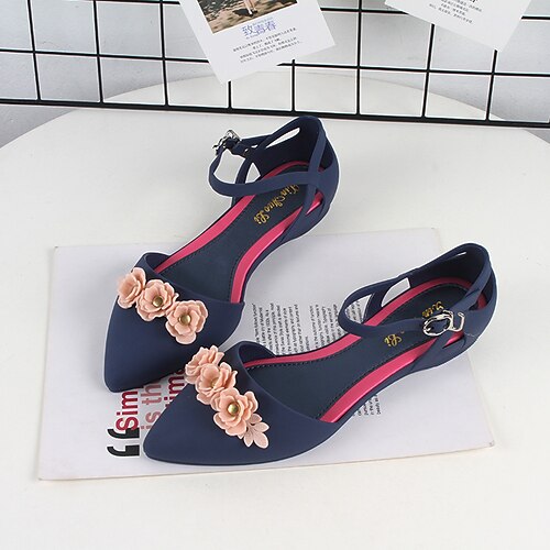 

Women's Flats Formal Shoes Flower Flat Heel Pointed Toe Closed Toe Elegant Casual Daily PVC Buckle Spring Summer Solid Colored Black Gray Purple