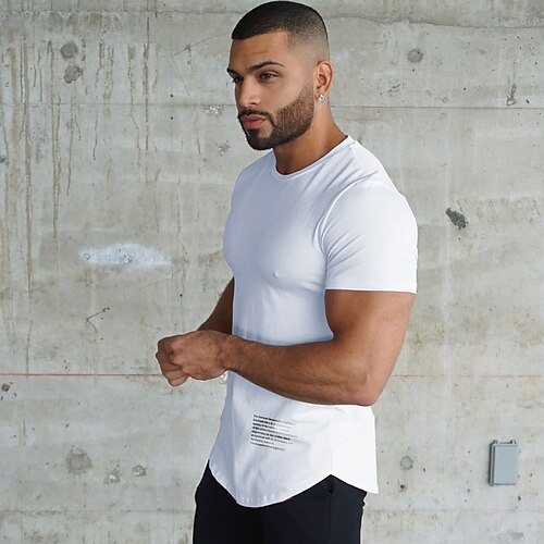 

Men's Running Shirt Short Sleeve Tee Tshirt Athletic Breathable Quick Dry Moisture Wicking Gym Workout Running Active Training Sportswear Activewear Black Gray White
