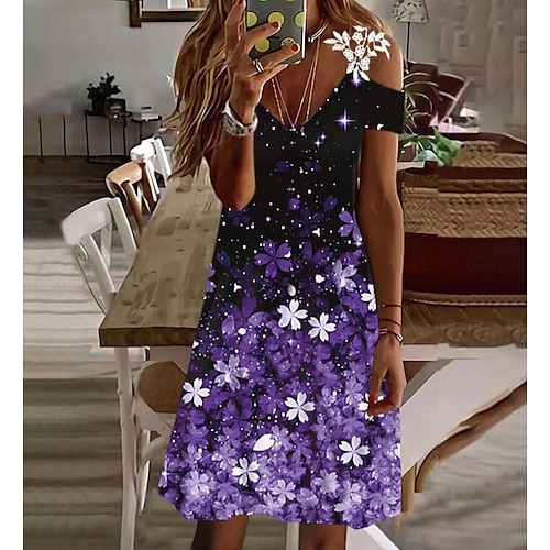 

Women's Casual Dress Short Mini Dress Green Blue Purple Fuchsia Red Sleeveless Floral Print Print Summer V Neck Personalized 2022 S M L XL XXL 3XL 4XL 5XL