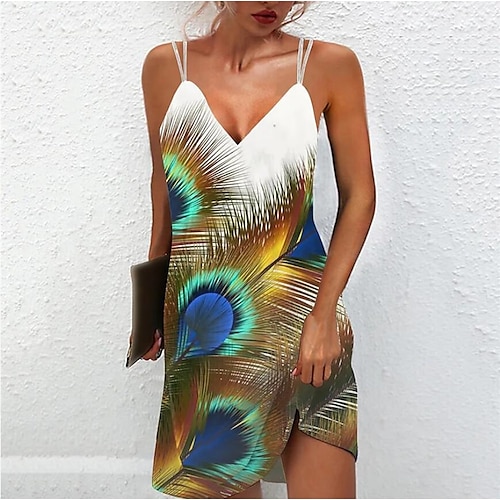 

vestido casual feminino mini vestido verde preto azul sem mangas estampa de leopardo primavera verão decote em v ajuste solto 2023 s m l xl xxl