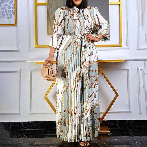 

Women's A Line Dress Maxi long Dress Light gray Dark Gray Long Sleeve Print Print Spring Summer Round Neck Casual 2022 S M L XL XXL 3XL