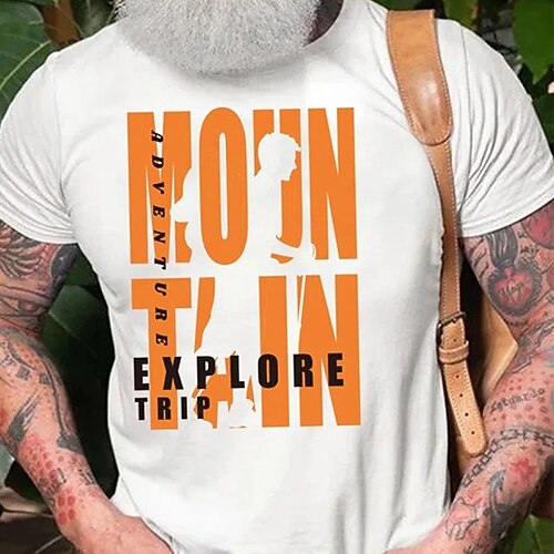 

Men's T shirt Hot Stamping Graphic Letter Crew Neck Street Casual Print Short Sleeve Tops Basic Fashion Classic Comfortable White Black