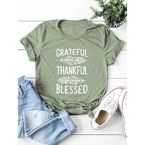 

Grateful Thankful Blessed Thanksgiving Easter Feather Graphic Tee