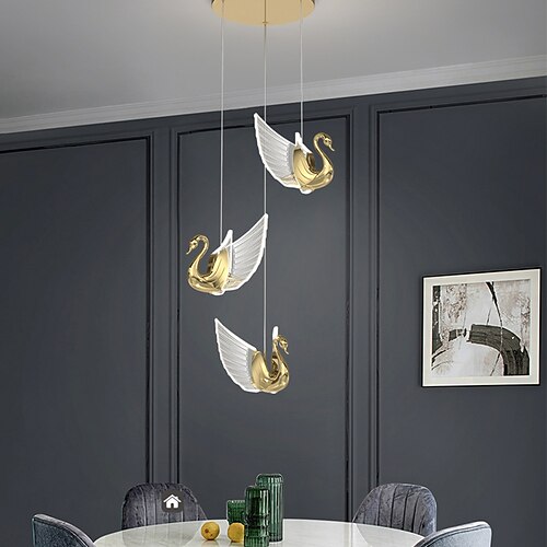 

60cm Cluster Design Pendant Light LED Swan Design Metal Artistic Style Modern Electroplated Nordic Style 220-240V