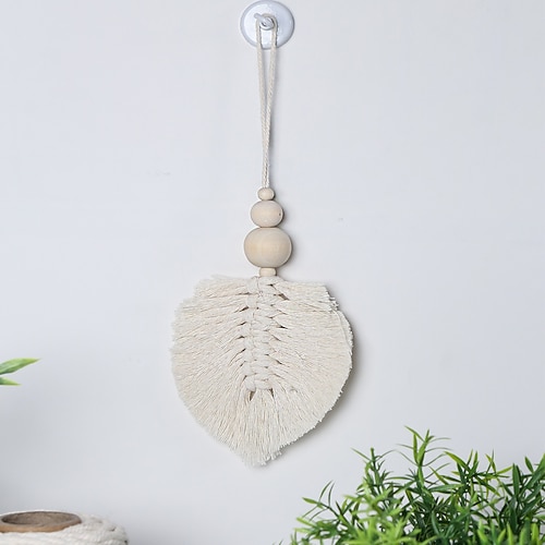 

Bohemian Hand Woven Style Leaf Shape Small Pendant Hand Woven Tapestry Home Famous Hotel Decorative Wall Hanging