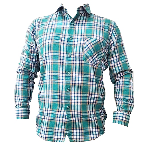 

Men's Shirt Other Prints Plaid Lattice Square Neck Casual Daily collared shirts Long Sleeve Tops Designer Green Navy Blue Summer Shirt