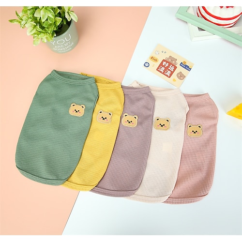 

Dog Cat Shirt / T-Shirt Solid Colored Animal Adorable Sweet Dailywear Casual / Daily Dog Clothes Puppy Clothes Dog Outfits Soft Green White Purple Costume for Girl and Boy Dog Polyester Cotton S M L