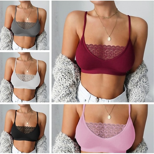 

Women's Strap Sports Bra High Impact Light Support Summer Lace Removable Pad Solid Color Nylon Yoga Fitness Gym Workout Bra Top Sport Activewear Breathable Quick Dry Comfortable Stretchy Slim