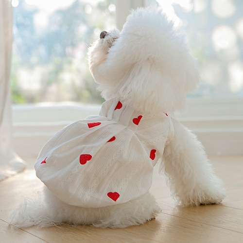 

Cachorros Gatos Camiseta Coração Moda Estilo bonito Esportes Casual / Diário Roupas para Cães Roupas de cachorro Roupas de cachorro Macio Branco Ocasiões Especiais para menina e menino cachorro Tecido