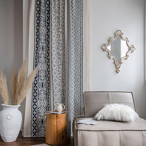 

1 Panel Home Curtain Drapes Cotton Linen Semi-Blackout Room Darkening Ruffle Farmhouse Window Treatments Living Room Bedroom Nursery