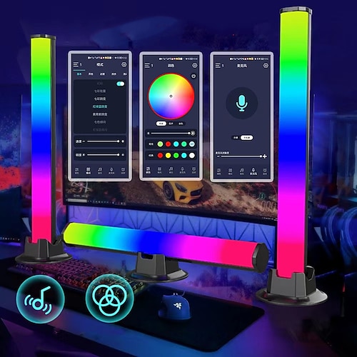 

2pcs APP Smart LED Light Bar RGB Atmosphere Light Music Synchronization TV Wall Computer Game Room Decoration Night Light