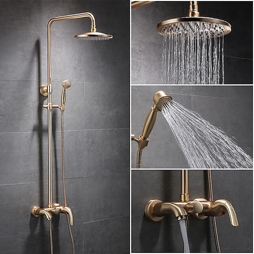 

Shower Faucet,Rainfall ShowerSystem Body Jet Massage Set Handshower Included pullout Rainfall Shower Antique Vintage Style Electroplated Mount Inside Brass Valve Bath Shower Mixer Taps