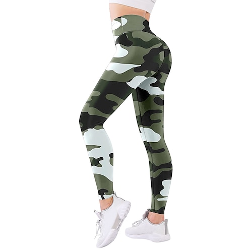 

Women's Trousers Sports Tights 3D Print Print Full Length Pants Fitness Yoga Stretchy Multi Color Outdoor Sports Mid Waist Camouflage Green S M L XL XXL