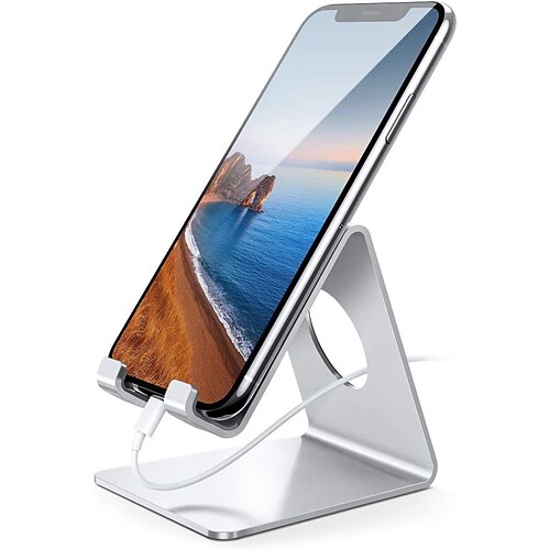 

Cell Phone Stand Desk Phone Holder Cradle Compatible with Phone 13 12 Mini 11 Pro Xs Max XR X 8 7 Plus SE All Smartphones Charging Dock Office Desktop Accessories
