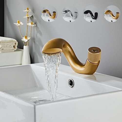

Bathroom Sink Faucet - Waterfall Nickel Brushed / Electroplated / Painted Finishes Centerset Single Handle One HoleBath Taps