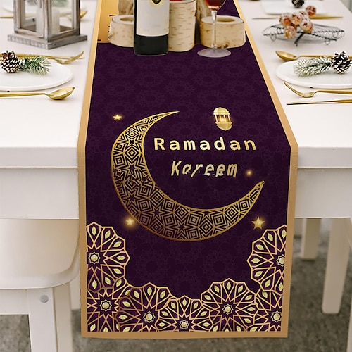 

Corredor de mesa ramadã muçulmano linha de algodão estilo fazenda capa de decoração de mesa para festa de casamento festival de chá