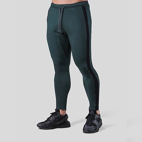 

Men's Joggers Sweatpants Patchwork Zipper Bottoms Athleisure Winter Cotton Soft Sweat wicking Moisture Absorbent Fitness Running Workout Sportswear Activewear Solid Colored Black Dark Green Light Grey