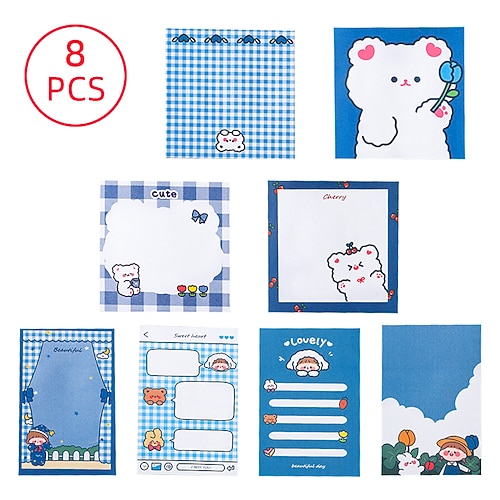 

8 pcs Sticky Notes 96 88 inch Colorful Paper Cute Self-adhesive Kawaii Post It Notes for School Student Home