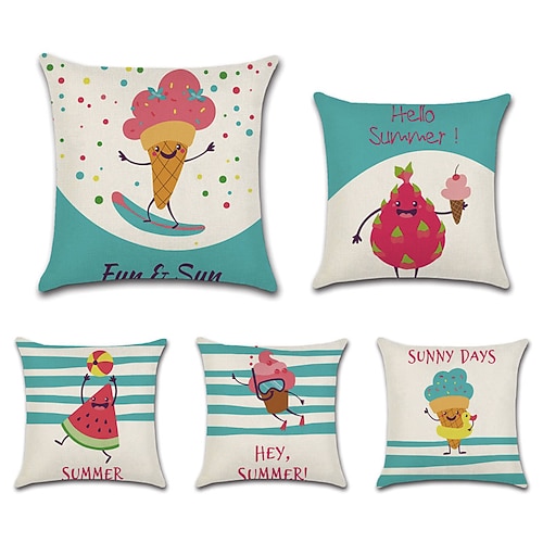 

Summer Double Side Cushion Cover 5PC Soft Decorative Square Throw Pillow Cover Cushion Case Pillowcase for Bedroom Livingroom Superior Quality Machine Washable Indoor Cushion for Sofa Couch Bed Chair