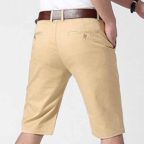

Men's Stylish Casual / Sporty Chino Shorts Zipper Pocket Short Pants Sports Outdoor Daily Micro-elastic Tartan Cotton Blend Comfort Breathable Mid Waist Black Khaki Deep Blue 33 34 35 36 38