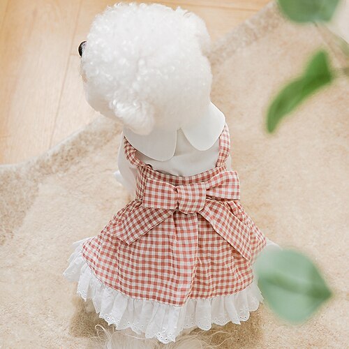 

Dog Cat Dress Plaid / Check Fashion Cute Holiday Casual / Daily Dog Clothes Puppy Clothes Dog Outfits Soft Rosy Pink Costume for Girl and Boy Dog Cloth XS S M L XL 2XL