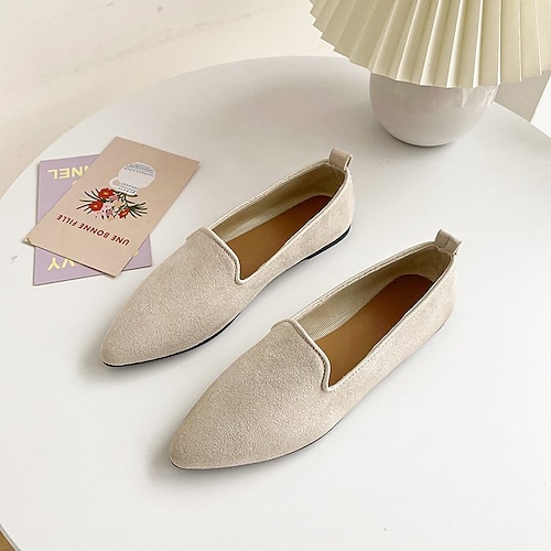

Per donna Slip-On Taglie forti Ufficio Giornaliero Estate Perle di imitazione Piatto Appuntite Elegante Classico Footing Raso Mocassino Tinta unita Nero Beige