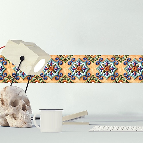 

Vintage Pattern Luminous Waist Line Tile Stickers Bathroom Kitchen Warning Wall Stickers